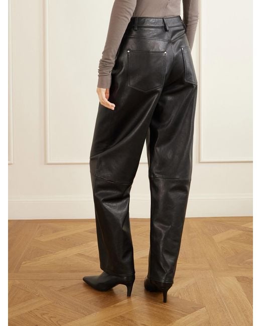 Arma Black Leather Wide-Leg Pants