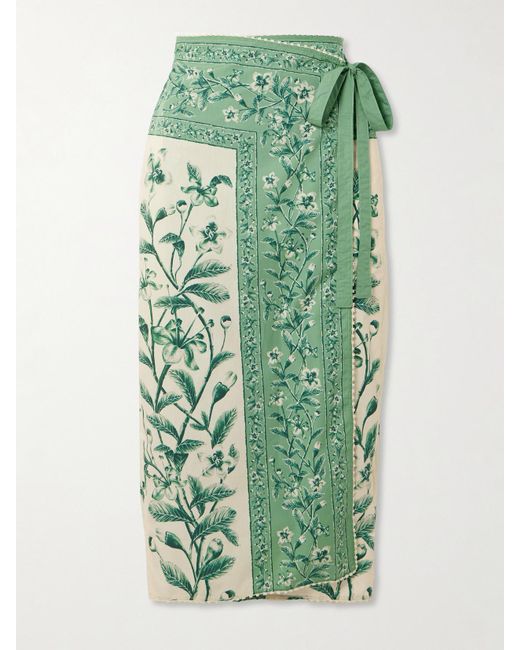 Agua Bendita Green Luna Ceiba Floral-Print Cotton Pareo