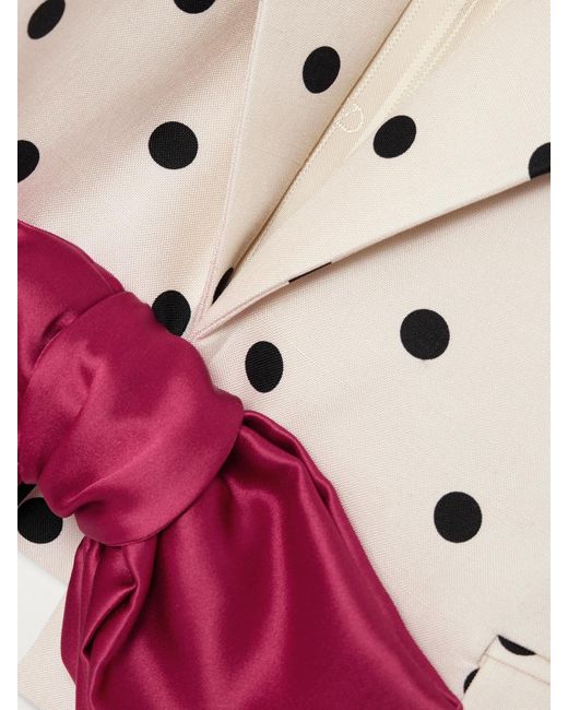 Valentino Garavani Pink Blazer Aus Shantung-Seide Mit Polka-Dots Und Schleife
