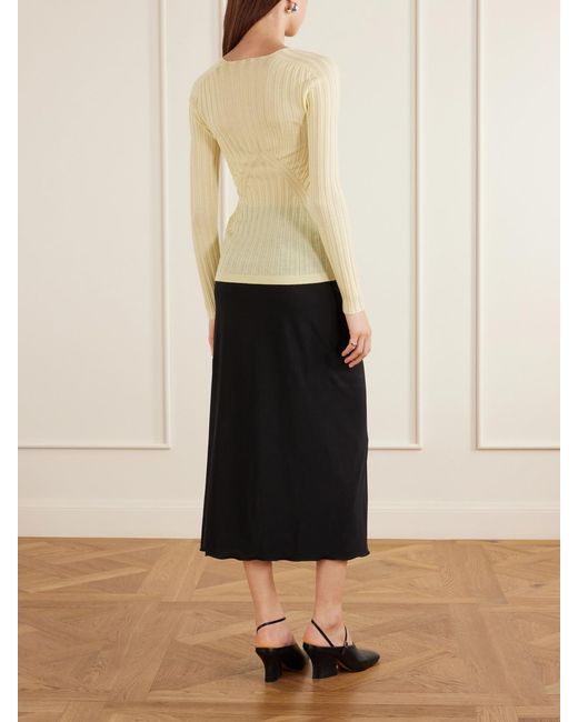 Jil Sander Yellow Ribbed Cashmere And Silk-Blend Sweater