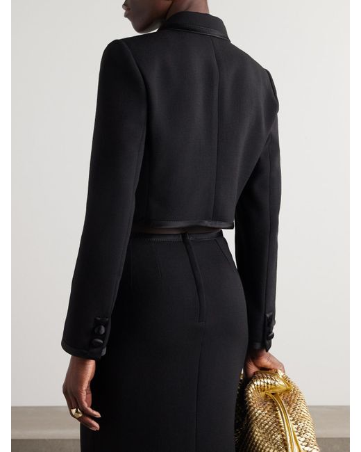 Dolce & Gabbana Black Satin-Trimmed Wool-Blend Blazer