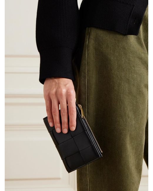 Bottega Veneta Black Cassette Intrecciato Leather Wallet
