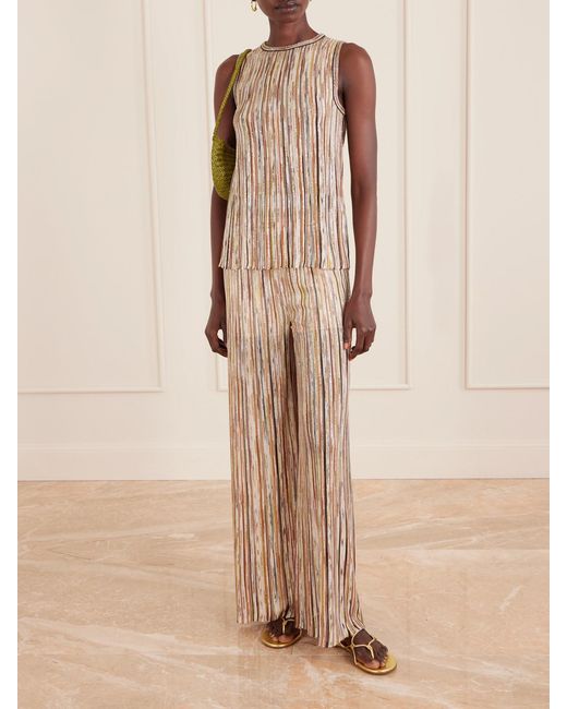 Missoni Natural Mare Embellished Metallic Crochet-Knit Wide-Leg Pants