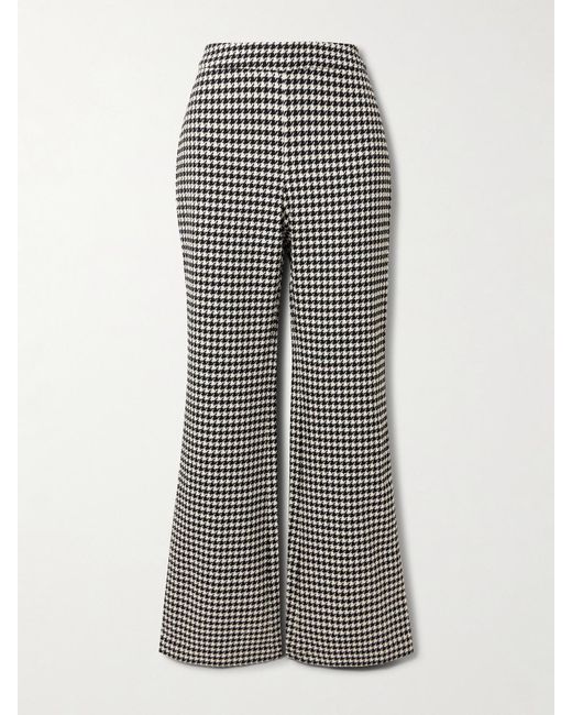 Cara Cara Black Christopher Houndstooth Wool-Blend Wide-Leg Pants