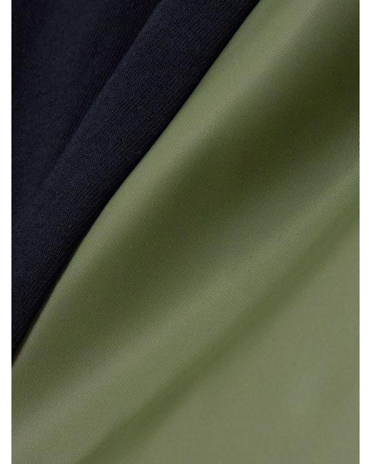 Sacai Blue Pleated Twill-Trimmed Cotton-Jersey T-Shirt