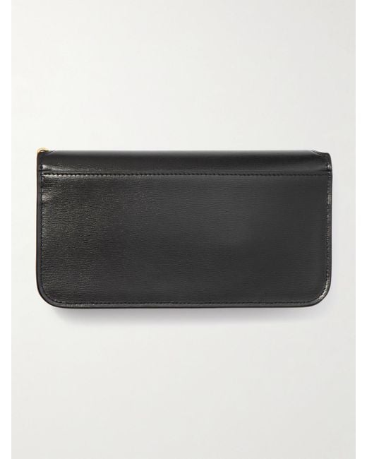 Saint Laurent Black Cassandre Strap Leather Phone Case