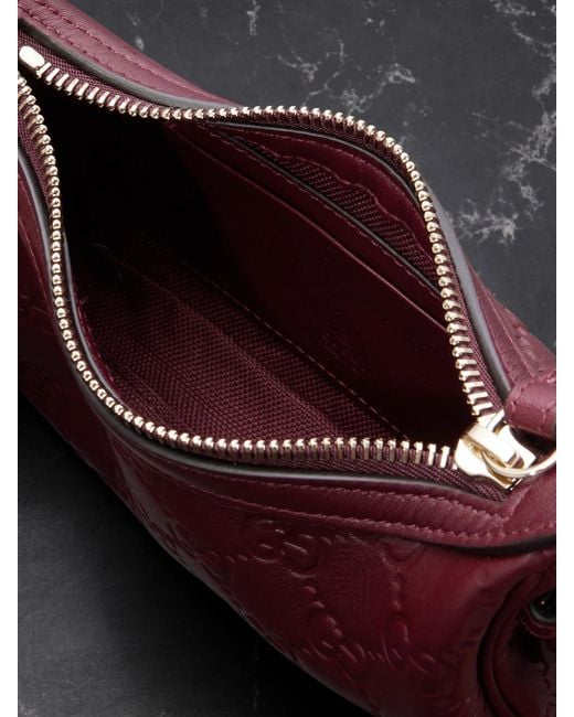 Gucci Purple Gg Emblem Debossed Leather Shoulder Bag