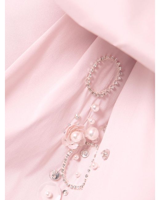 BERNADETTE Pink Winnie One-Shoulder Bow-Detailed Embellished Taffeta Mini Dress