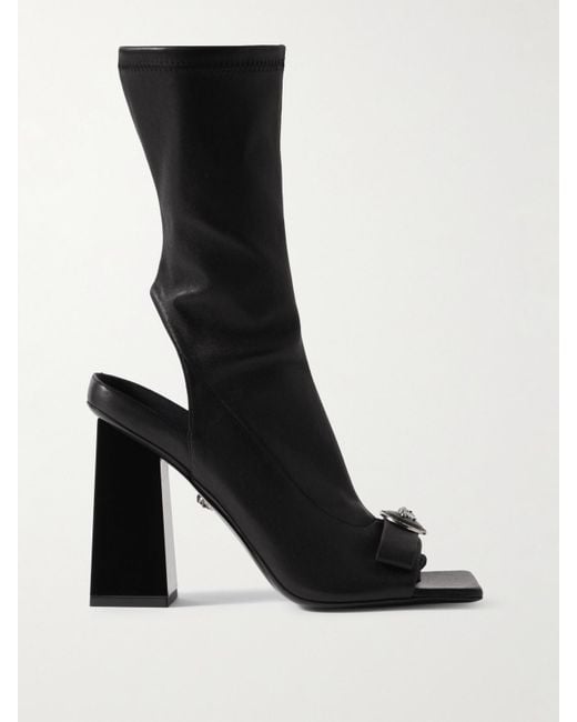 Bottines En Cuir À Ornements Gianni Ribbon Versace en coloris Black