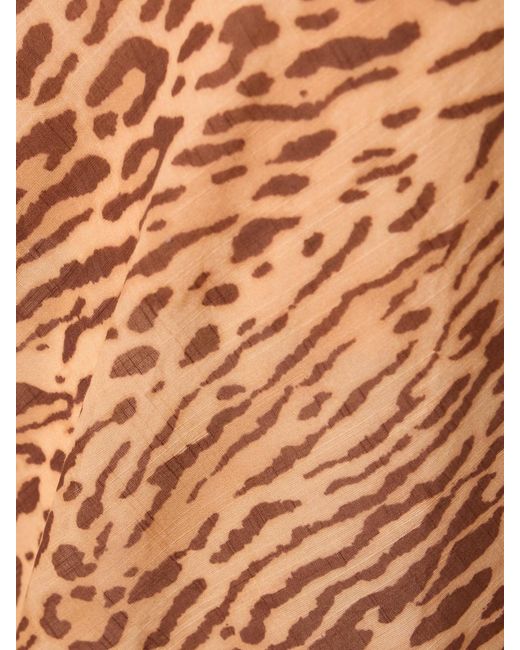 Zimmermann Brown Cascadian Leopard-Print Cotton-Poplin Flared Pants