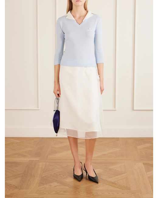ShuShu/Tong White Logo-Appliquéd Ribbed Wool Top