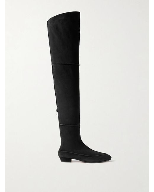 The Row Black Hereditas Shearling Over-The-Knee Boots