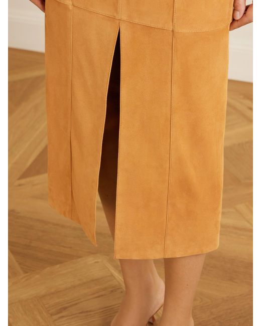 Ulla Johnson Brown Orion Suede Midi Skirt