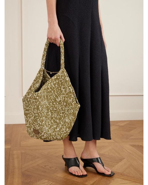 Khaite Metallic Lotus Medium Two-Tone Woven Tote