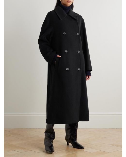 Totême  Black Shield Doppelreihiger Oversized-Mantel Aus Einer Wollmischung