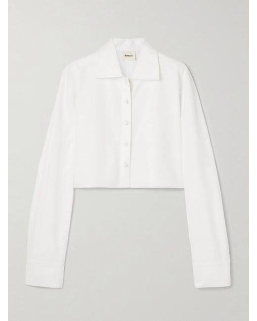 Khaite White Jasen Cropped Oxford Shirt
