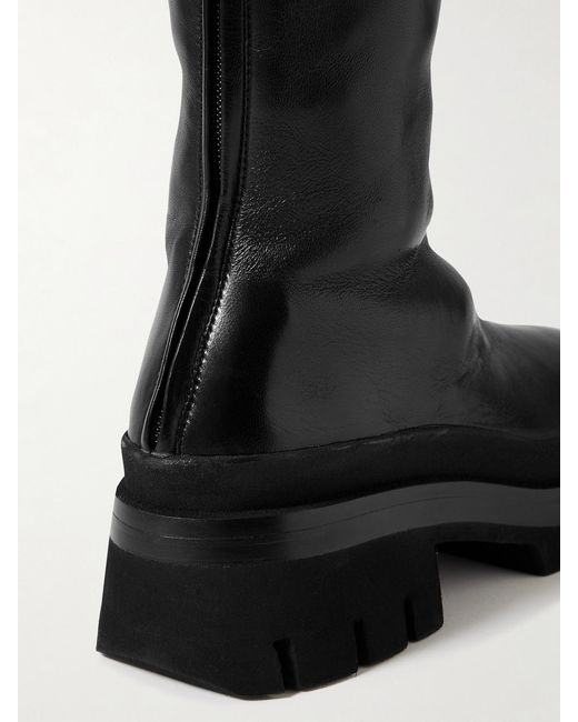Khaite Black Fallon Leather Over-The-Knee Boots