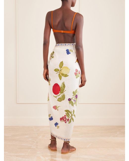 Alix Of Bohemia White Soraya Printed Silk Pareo
