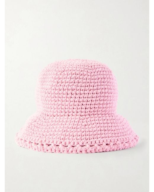 Magda Butrym Pink Crocheted Cotton Bucket Hat