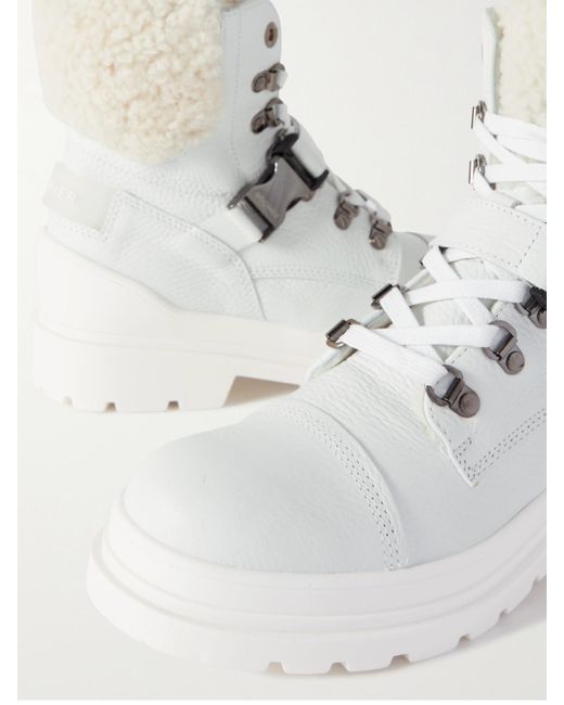 Bogner Natural St. Moritz Buckled Shearling-Lined Textured-Leather Ankle Boots