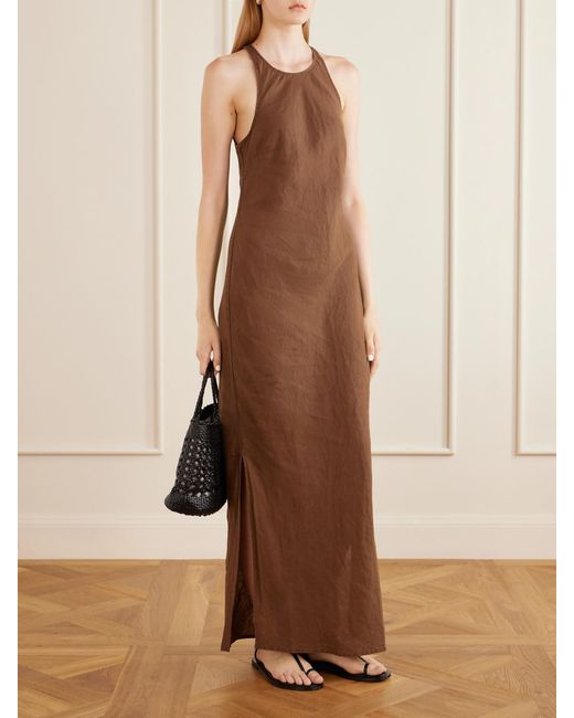 James Perse Brown Linen Maxi Dress
