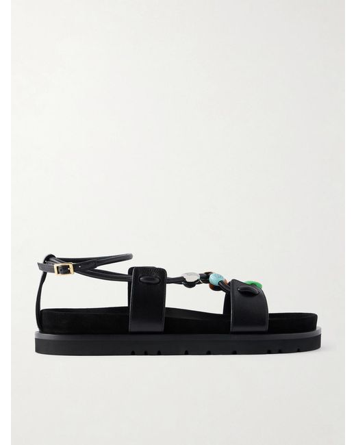 Loewe Black Paula's Ibiza Pebble Beads Fussbett Suede Sandals