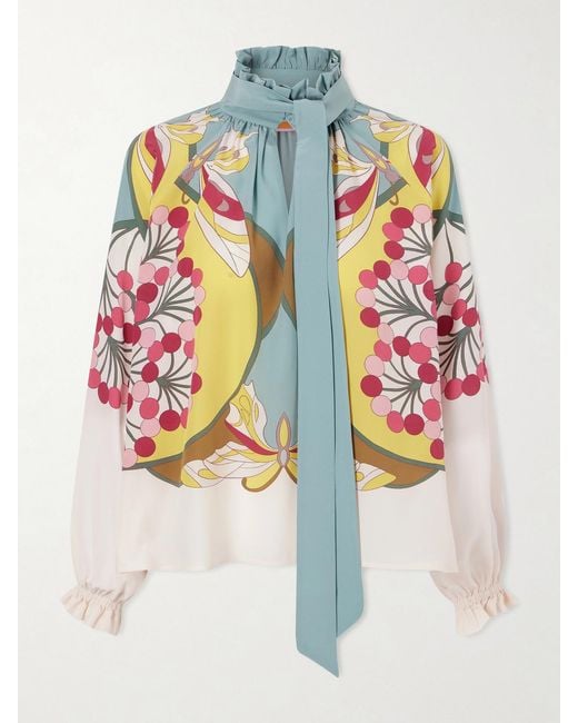 LaDoubleJ Multicolor Cerere Printed Silk-Crepe Blouse