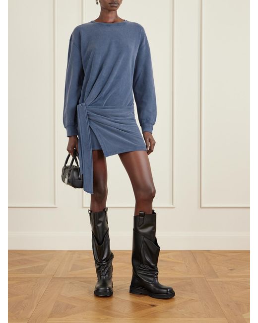 Isabel Marant Blue Zae Wrap-Effect Cotton-Jersey Mini Dress