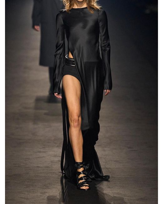 Ann Demeulemeester Black Xana Buckled Fringed Stretch-Crepe Shorts