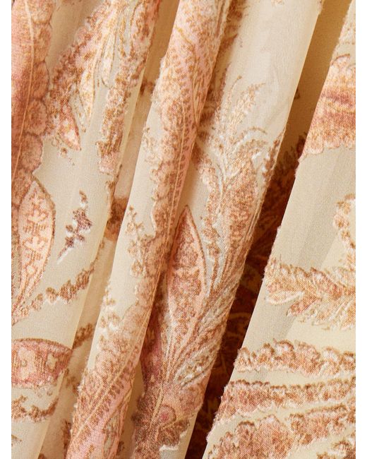 Zimmermann Natural Hypnotic Tie-Neck Paisley-Print Devoré-Velvet Mini Dress