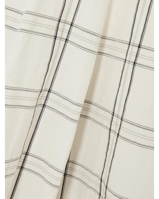 Tibi White Russel Paneled Checked Cotton-Poplin Midi Shirt Dress