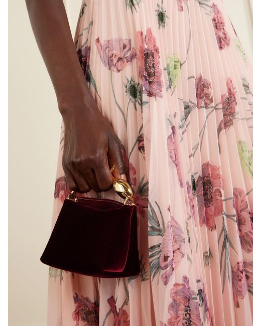Erdem Red Bloom Micro Velvet Clutch