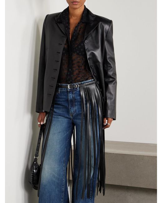 DEHANCHE Black Fringed Leather Belt