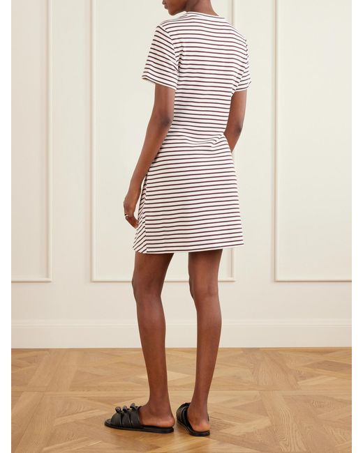 Veronica Beard Natural Elvaris Striped Knotted Jersey Mini Dress