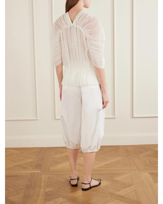 LIBEROWE White Santos Pleated Ruffled Silk-Organza Blouse