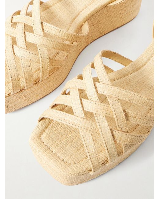 Loeffler Randall Natural Channing Raffia Platform Wedge Sandals