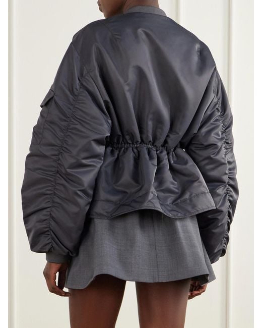 CECILIE BAHNSEN Blue Birdie Embellished Padded Shell Bomber Jacket