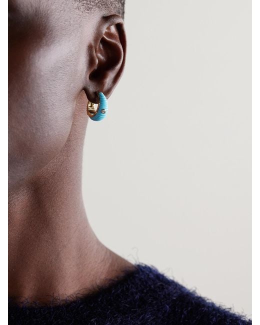Yvonne Léon Blue Berlingot 9-Karat, And Diamond Hoop Earrings