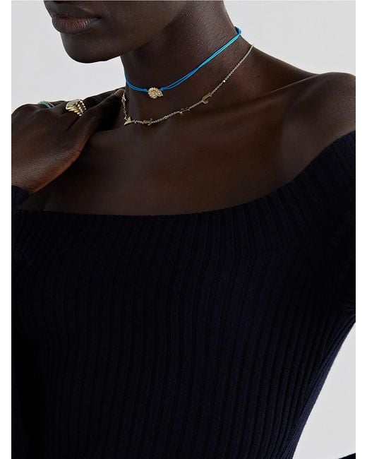Yvonne Léon Blue 9-Karat, Cotton And Diamond Necklace
