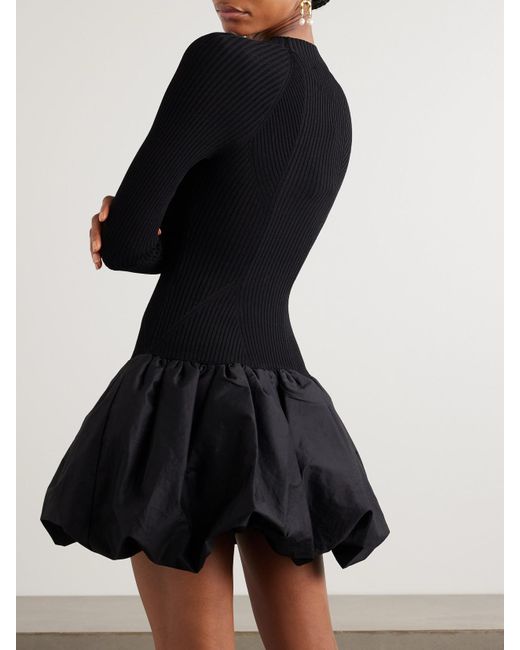 Aje. Black Moonlight Minikleid Aus Stretch-Strick Und Baumwolltaft