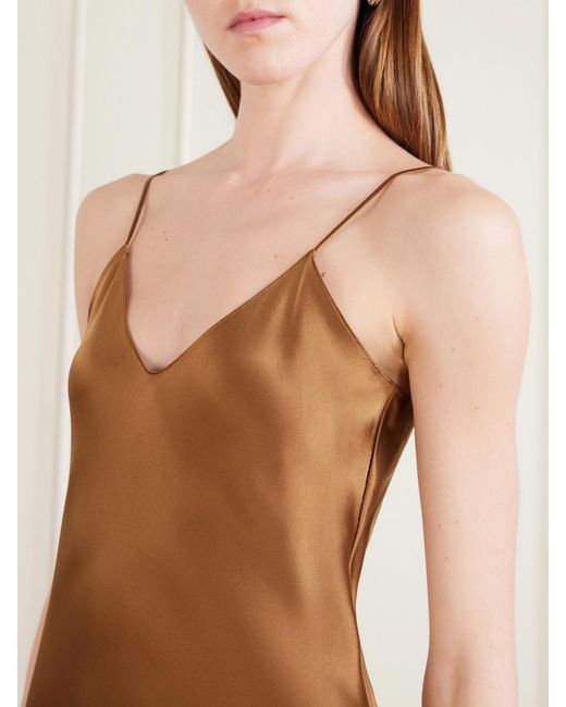 Nili Lotan Brown Cami Silk-Satin Gown