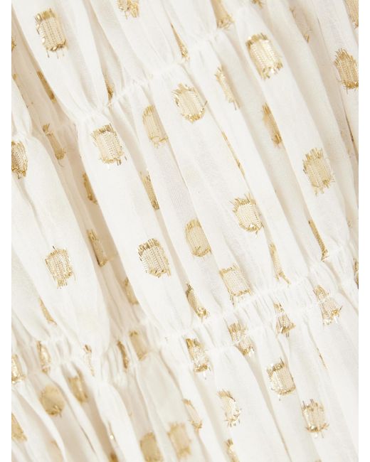 Alix Of Bohemia White Emrys Smocked Fil Coupé-Gauze Midi Dress