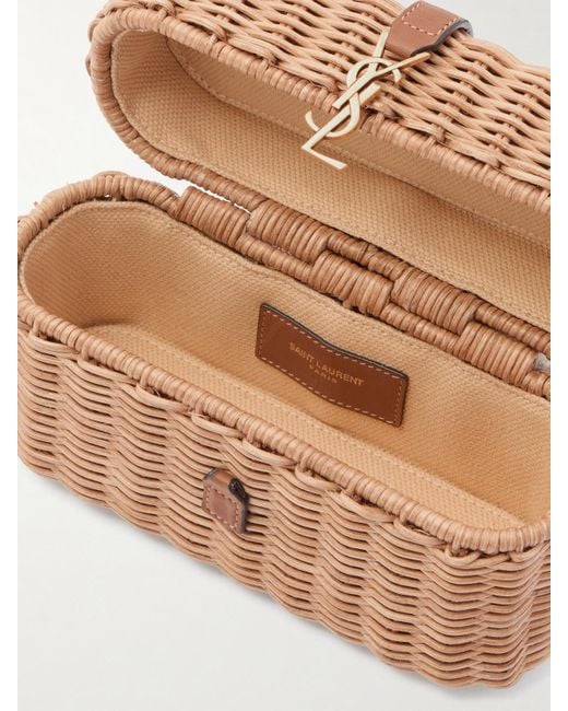 Saint Laurent Brown Gaby Vanity Schultertasche Aus Korbgeflecht Mit Lederbesätzen