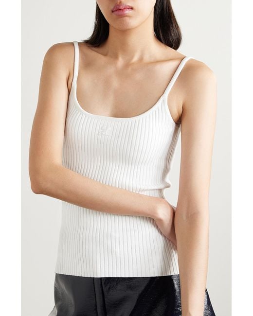 Courreges Reedition Appliquéd Ribbed-knit Tank in White