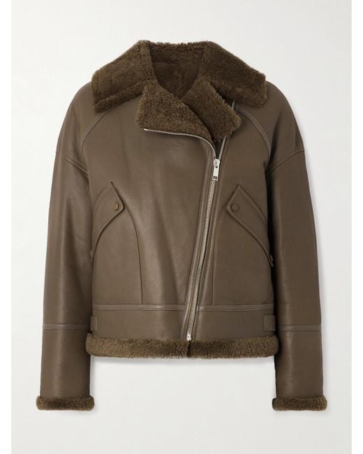 Yves Salomon Green Shearling Jacket
