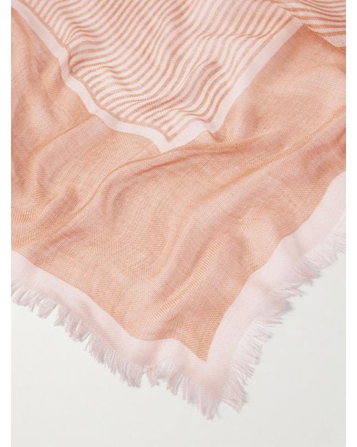 Saint Laurent Natural Grand Carre Rayures Cassandre Cashmere And Silk-Blend Scarf