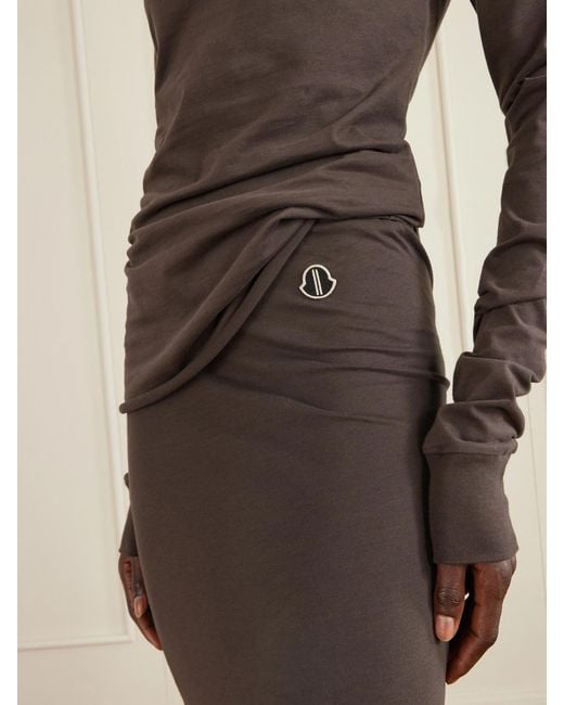 Rick Owens Brown Moncler Appliquéd Cotton-Jersey Maxi Skirt