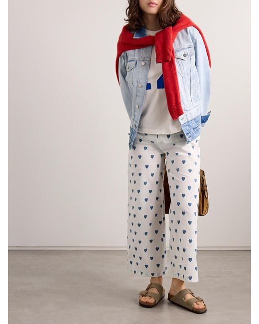 Alix Of Bohemia White Scout Printed Cotton Straight-Leg Pants