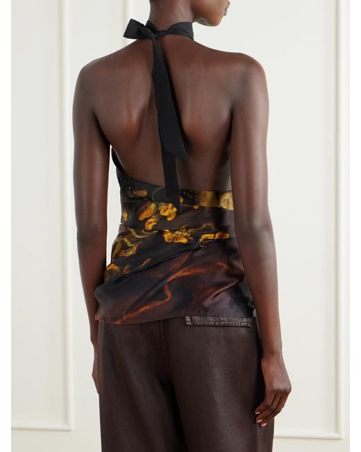Dries Van Noten Multicolor Floral-Print Silk-Satin Blouse