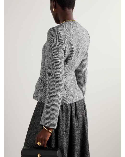 Dolce & Gabbana Gray Herringbone Wool Jacket